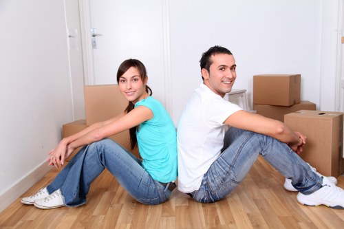 Packed boxes and furniture ready for a Sutton move