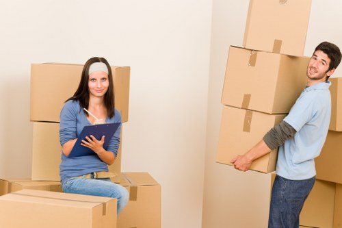 Packed moving boxes ready for collection in Sutton